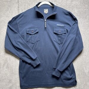 Edwin‎ Sportsman Zip Pullover Mens L Blue Shirt Long Sleeve Ribbed Cuff